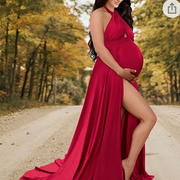 Red Maternity Gown for Photoshoot - Picture 1 of 4